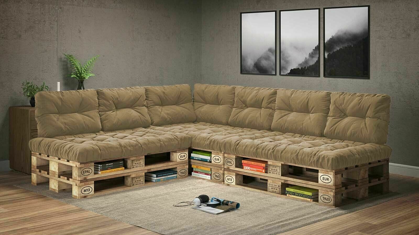 en.casa] 1x Cuscino sedile per divano paletta euro [grigio chiaro] cuscini  per palette supporto In/Outdoor mobili imbottiti